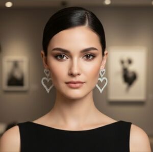 💎Nordstrom's Rhinestone Double Heart Gorgeous Earrings💎